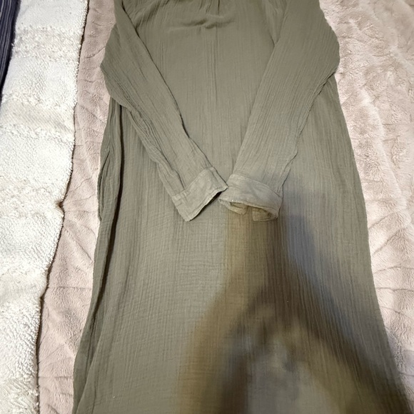 Michael Stars Cleo Button Down Shirt Dress - Olive size Large - Picture 5 of 8